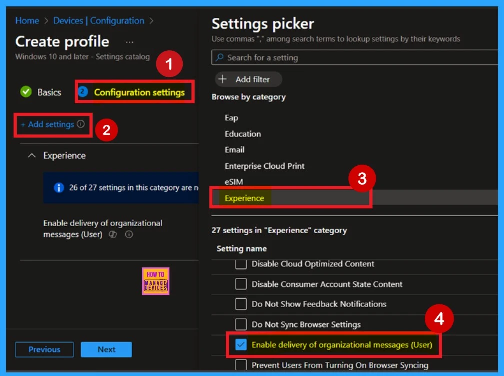 How to Enable or Disable Delivery of Organizational Messages Policy using Intune 5 How to Enable Delivery of Organizational Messages Policy using Intune - Fig.4