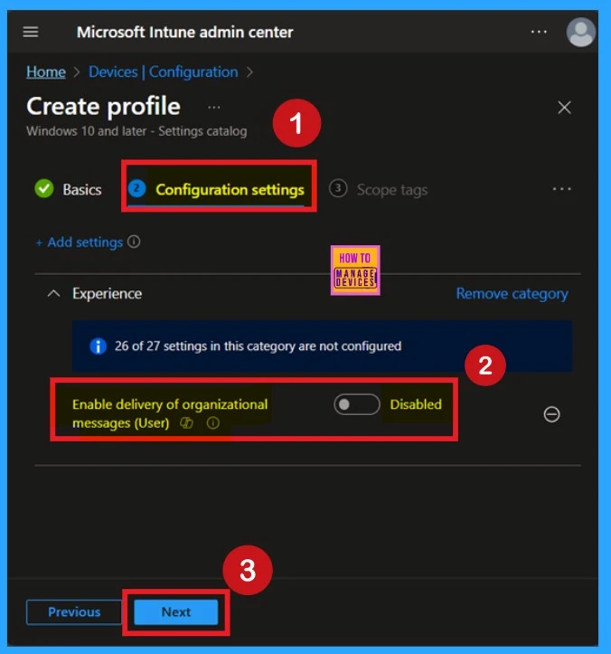 How to Enable or Disable Delivery of Organizational Messages Policy using Intune 6 How to Enable Delivery of Organizational Messages Policy using Intune - Fig.5