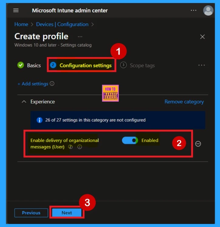 How to Enable or Disable Delivery of Organizational Messages Policy using Intune 7 How to Enable Delivery of Organizational Messages Policy using Intune - Fig.6