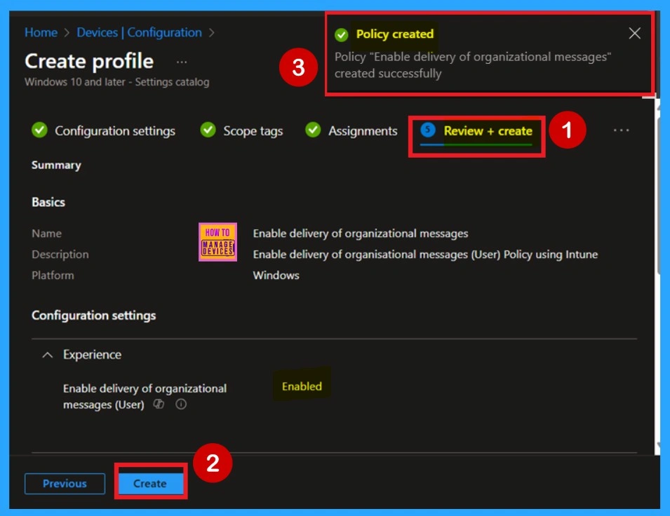 How to Enable or Disable Delivery of Organizational Messages Policy using Intune 10 How to Enable Delivery of Organizational Messages Policy using Intune - Fig.9