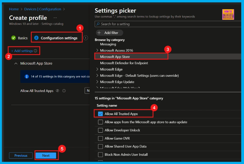 How to Allow or Block Trusted LOB or Developer-Signed Apps in Microsoft Store using Intune Policy - Fig.4