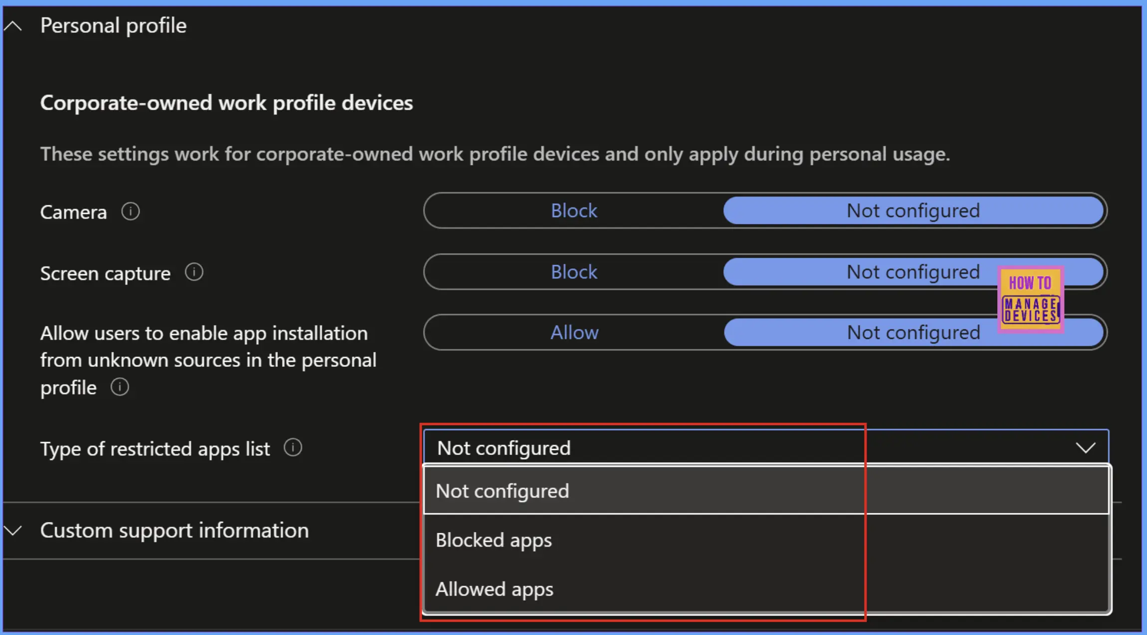 Managing Apps on the Personal Profile of COPE Devices using Intune Allow Lists and Block Lists 1
