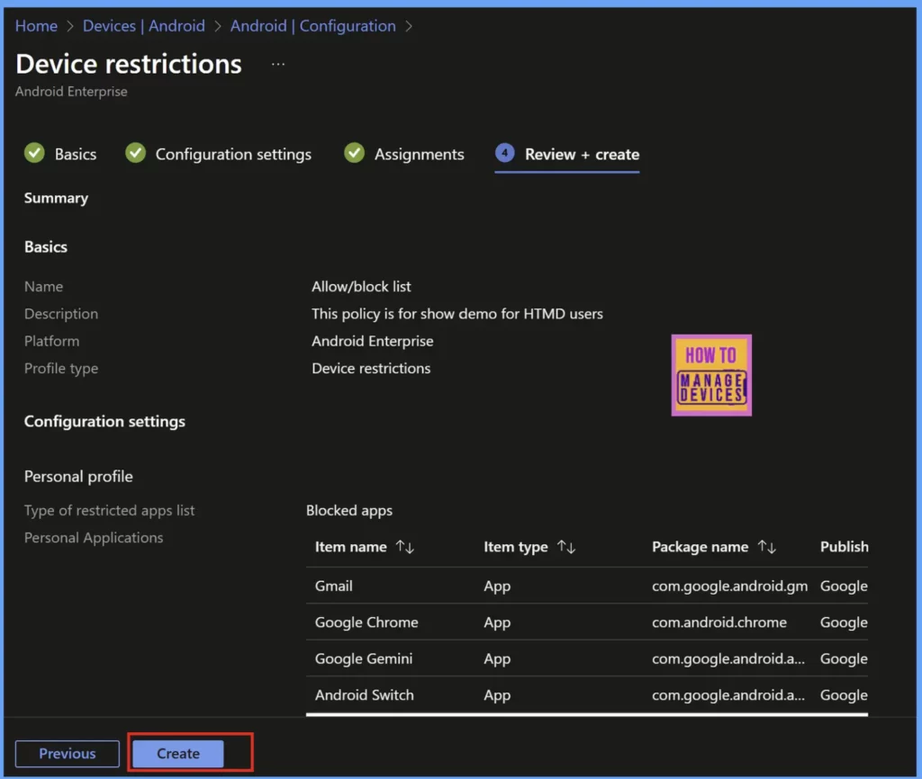 Managing Apps on the Personal Profile of COPE Devices Using Intune: Allow Lists and Block Lists Fig:  8