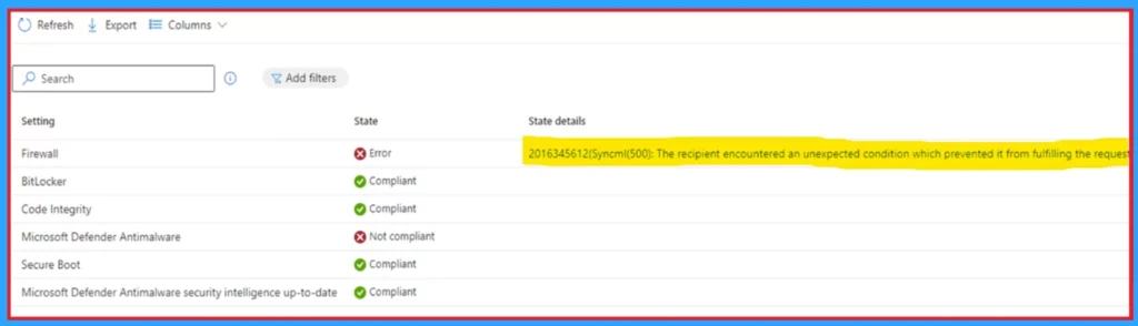 How to Troubleshoot SyncML 500 Errors in Microsoft Intune Compliance Policy Reports - Fig.2 Creds to MS