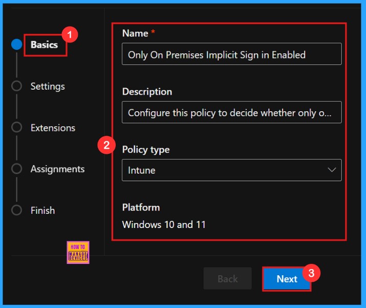 How to Configure Only On-Premises Implicit Sign-in Policy in MS Edge Browser using M365 Admin Center 3 How to Configure Only On-Premises Implicit Sign-in Policy in MS Edge Browser using M365 Admin Center - Fig.2