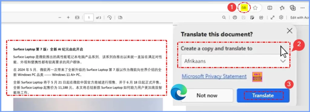 How to Translate Full English PDF Documents into Spanish using MS Edge Browser 2 How to Translate Full English PDF Documents into Spanish using MS Edge Browser - Fig.2 - Creds to MS