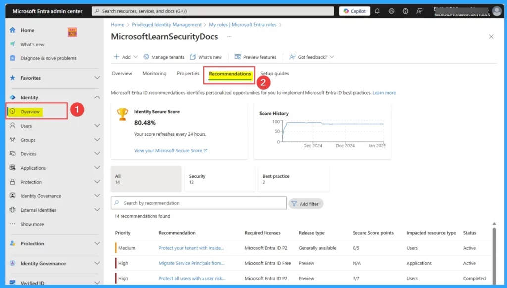 12 New Identity Secure Score Recommendations in MS Entra Strengthen Certificate Templates Entra Connect Accounts and More 2 12 New Identity Secure Score Recommendations in MS Entra Strengthen Certificate Templates Entra Connect Accounts and More - Fig.2 - Creds to MS