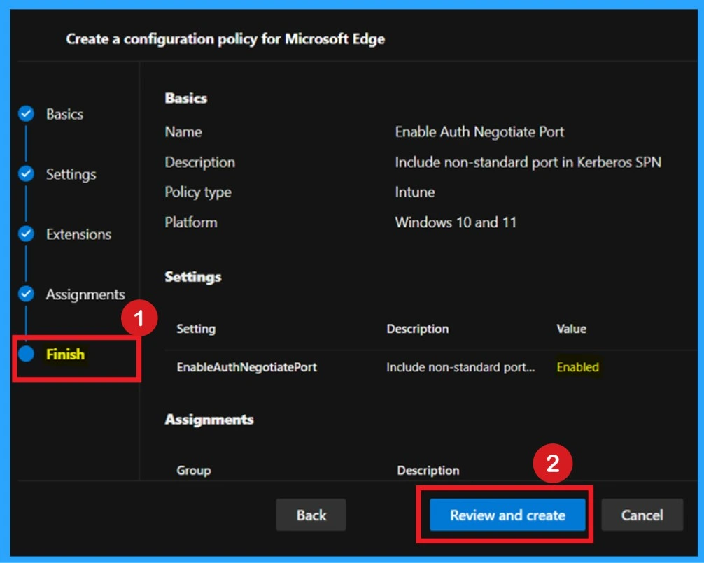 Enable or Disable Auth Negotiate Port Policy in MS Edge using M65 Admin Center 8 Enable or Disable Auth Negotiate Port Policy in MS Edge using M65 Admin Center - Fig.8