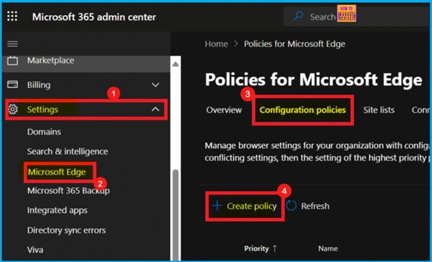 How to Block Third Party Cookies in MS Edge Browser using M365 Admin Center 2 How to Block Third Party Cookies in MS Edge Browser using M365 Admin Center -Fig.1