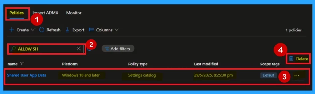 How to Configure App Data Sharing using SharedLocal Folder in Windows 10 with Intune Policy 13 Allow or Block Shared User App Data using Intune Policy -Fig.13