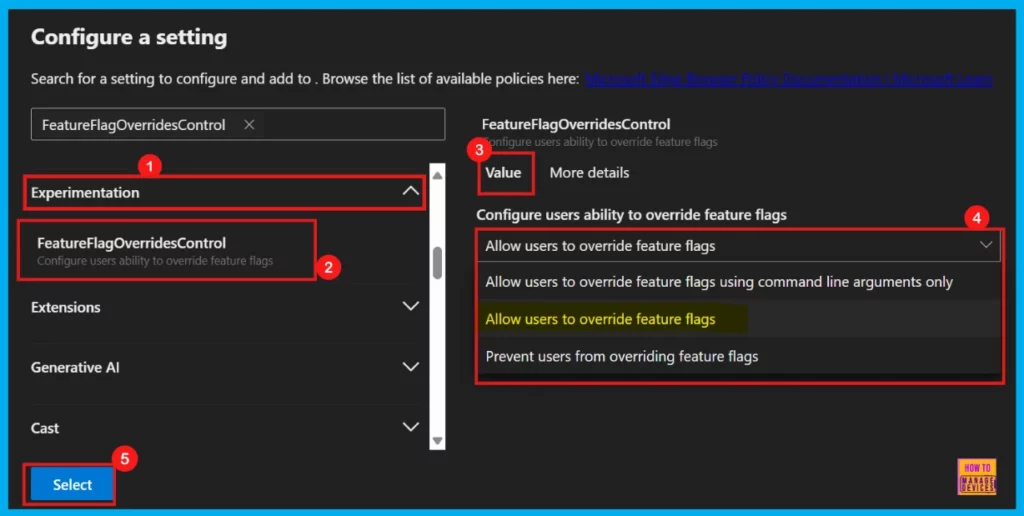 How to Configure User Ability to Override Feature Flags Policy in MS Edge Browser using M365 Admin Center 5 How to Configure User Ability to Override Feature Flags Policy in MS Edge Browser using M365 Admin Center - Fig.4