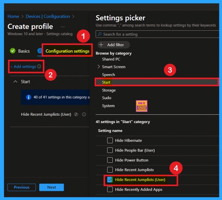 How to Show or Hide Recent Jumplists on Windows Start Menu and Taskbar using Intune Policy 5 How to Show or Hide Recent Jumplists on Windows Start Menu and Taskbar using Intune Policy -Fig.4