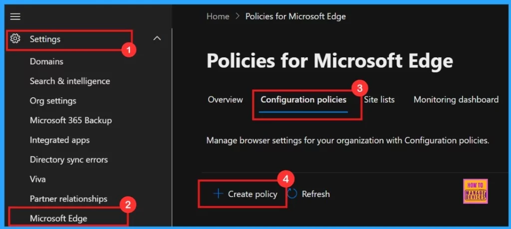 How to Show or Hide Hubs Sidebar Policy in MS Edge Browser using M365 Admin Center - Fig.1