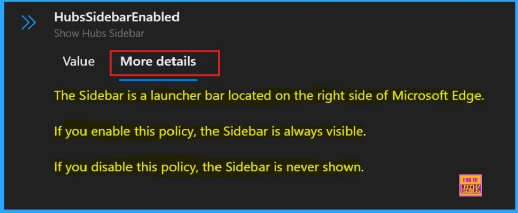 How to Show or Hide Hubs Sidebar Policy in MS Edge Browser using M365 Admin Center - Fig.5
