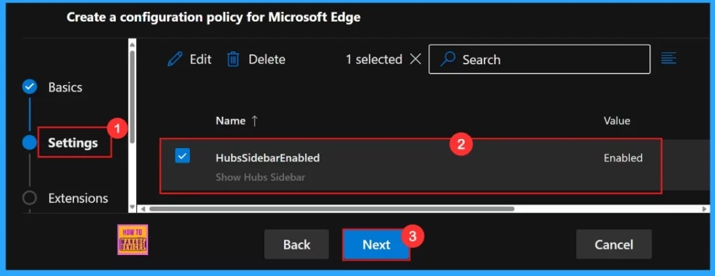 How to Show or Hide Hubs Sidebar Policy in MS Edge Browser using M365 Admin Center - Fig.6
