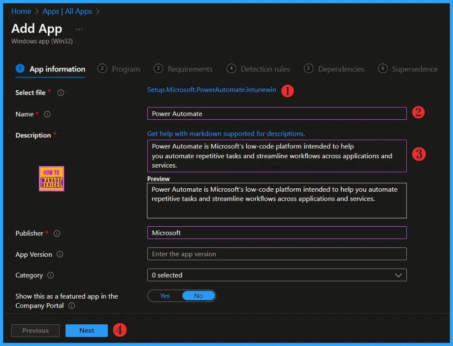How to Deploy Power Automate Package as Win32 App with Microsoft Intune 7 How to Deploy Power Automate Package as Win32 App with Microsoft Intune. Fig-07