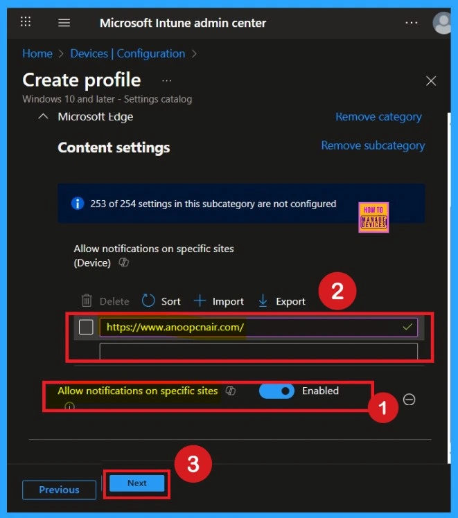 Allow Notifications on Specific Sites in Microsoft Edge Browser using Intune Policy 6 Allow Notifications on Specific Sites in Microsoft Edge Browser using Intune Policy - Fig.5
