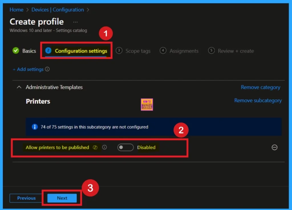 Block Network Printing Restrictions using Intune Settings Device Control Printing Restrictions 6 Block Network Printing Restrictions using Intune Settings Device Control Printing Restrictions -Fig.5