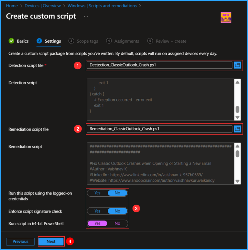 Best way to Fix Classic Outlook Crashes using Intune PowerShell Remediation Script 4 Best way to Fix Classic Outlook Crashes using Intune PowerShell Remediation Script. Fig. 4