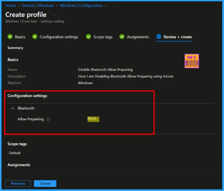 How to Enable or Disable Bluetooth Allow Preparing using Intune Policy Settings Catalog 9 How to Enable or Disable Bluetooth Allow Preparing using Intune Policy Settings Catalog- Fig-09
