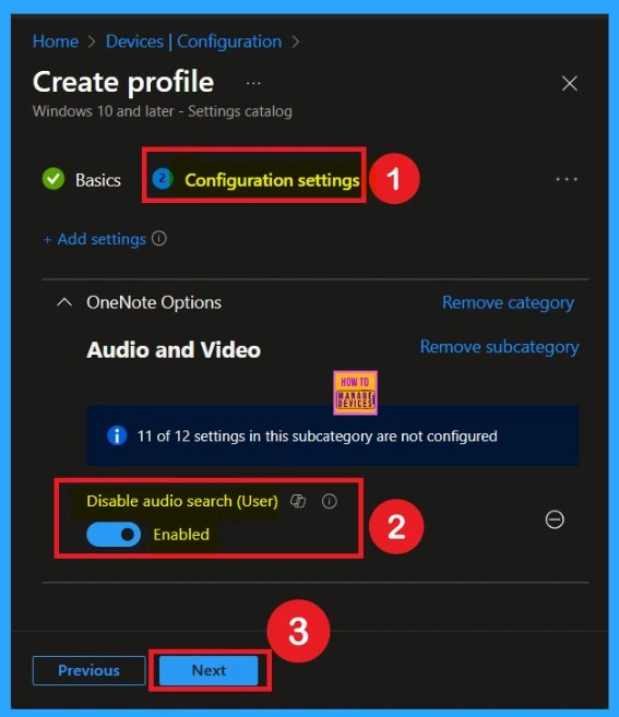 Enable Disable OneNote Audio Search for User Policy using Intune 6 Enable Disable OneNote Audio Search for User Policy using Intune - Fig.5