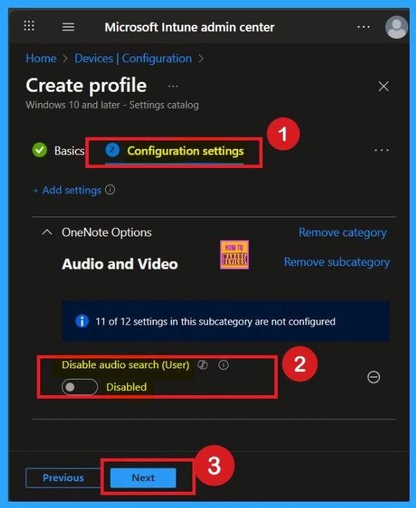Enable Disable OneNote Audio Search for User Policy using Intune 5 Enable Disable OneNote Audio Search for User Policy using Intune - Fig.4
