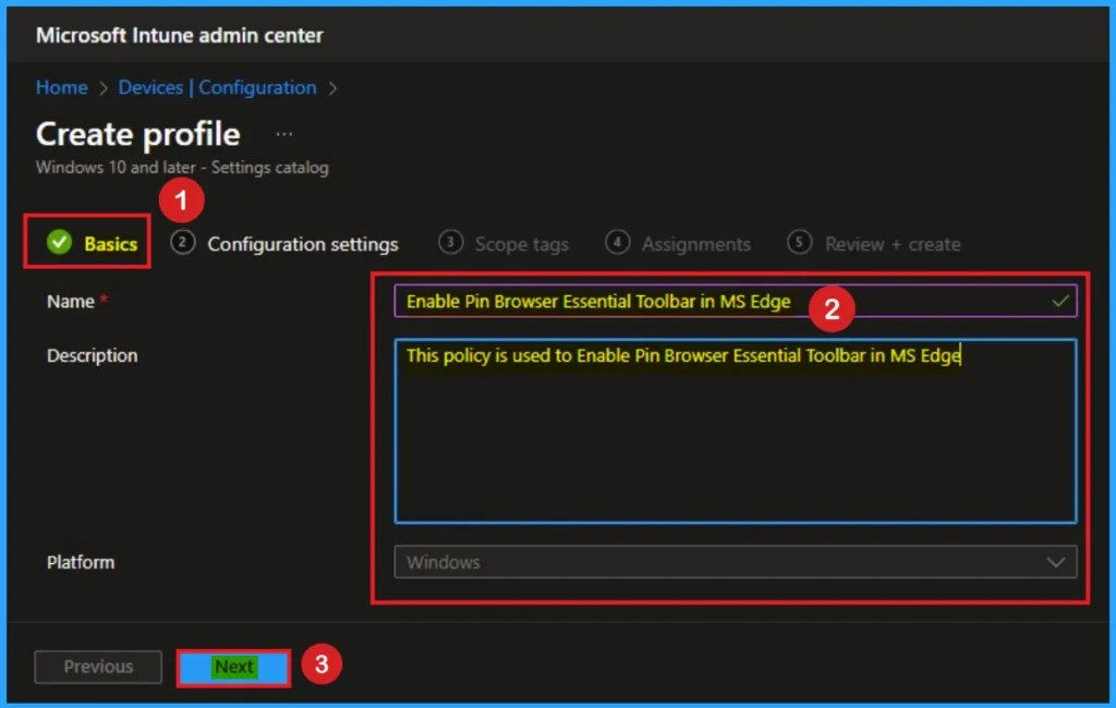 Enable Pin Browser Essential Toolbar in MS Edge for Monitor Performance using Intune 3 Enable Pin Browser Essential Toolbar in MS Edge for Monitor Performance using Intune - Fig.3