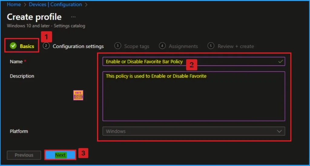 Enable or Disable Favorites Bar Policy in MS Edge Browser using Intune 3 Enable or Disable Favorites Bar Policy in MS Edge Browser using Intune - Fig.3