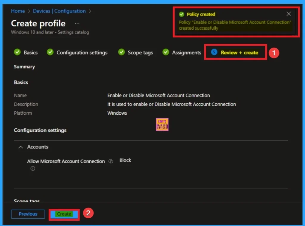 Enable or Disable Microsoft Account Connection Policy using Intune 10 Enable or Disable Microsoft Account Connection Policy using Intune - Fig.10