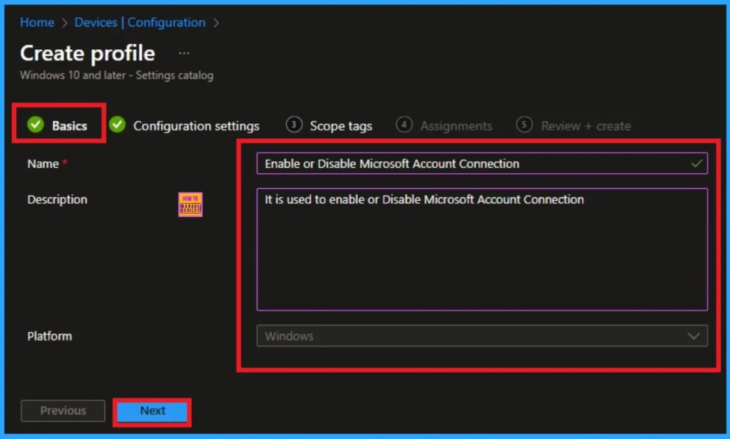 Enable or Disable Microsoft Account Connection Policy using Intune 4 Enable or Disable Microsoft Account Connection Policy using Intune - Fig.4