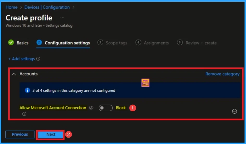 Enable or Disable Microsoft Account Connection Policy using Intune 7 Enable or Disable Microsoft Account Connection Policy using Intune - Fig.7