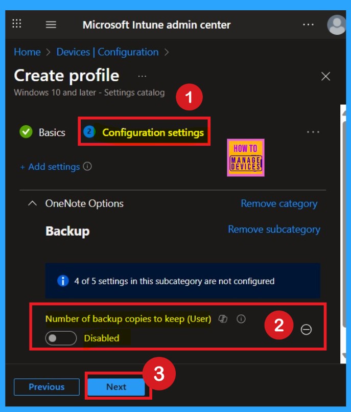 Enable or Disable OneNote Backup Copies to Keep Policy in MS Intune 5 Enable or Disable OneNote Backup Copies to Keep Policy in MS Intune -Fig.4
