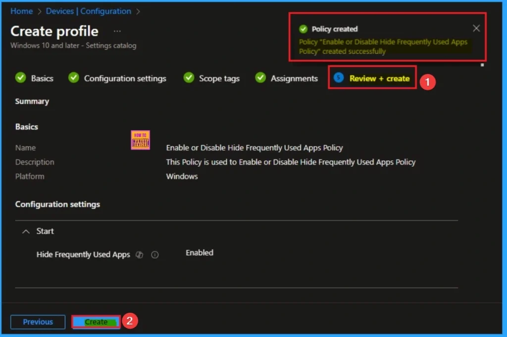Hide Frequently Used Apps from Start Menu using Intune Policy 11 Hide Frequently Used Apps from Start Menu using Intune Policy - Fig.11