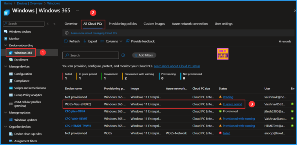 How to Deprovision Windows 365 Cloud PC in Intune When they are in Grace Period Status 2 How to Deprovision Windows 365 Cloud PC in Intune When They Are in Grace Period Status. Fig. 2