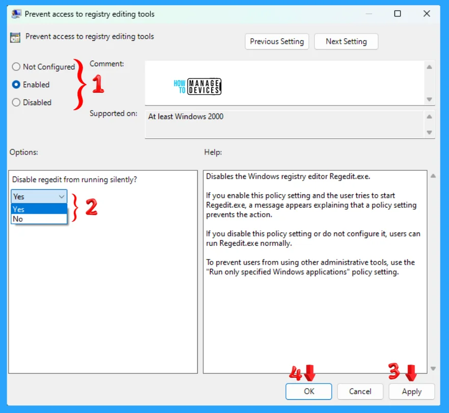 How to Block Registry Editor in Windows Devices using PowerShell Script Group Policy and Intune Policy 5 How to Block Registry Editor in Windows Devices using PowerShell Script Group Policy and Intune Policy - Fig. 4