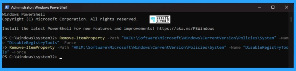 How to Block Registry Editor in Windows Devices using PowerShell Script Group Policy and Intune Policy 8 How to Block Registry Editor in Windows Devices using PowerShell Script Group Policy and Intune Policy - Fig. 7