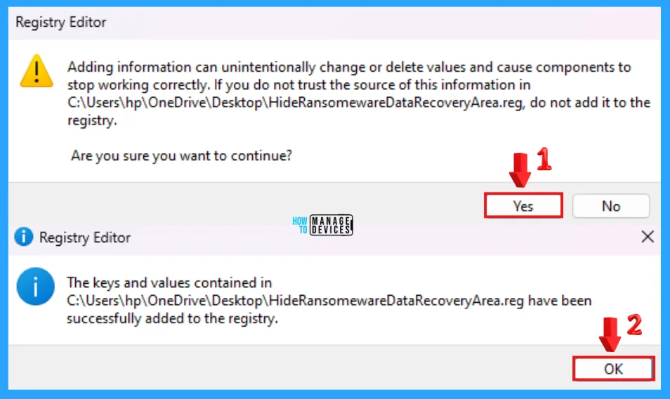 Managing Visibility of the Ransomware Data Recovery Area in Windows Security 9 Managing Visibility of the Ransomware Data Recovery Area in Windows Security - Fig. 8
