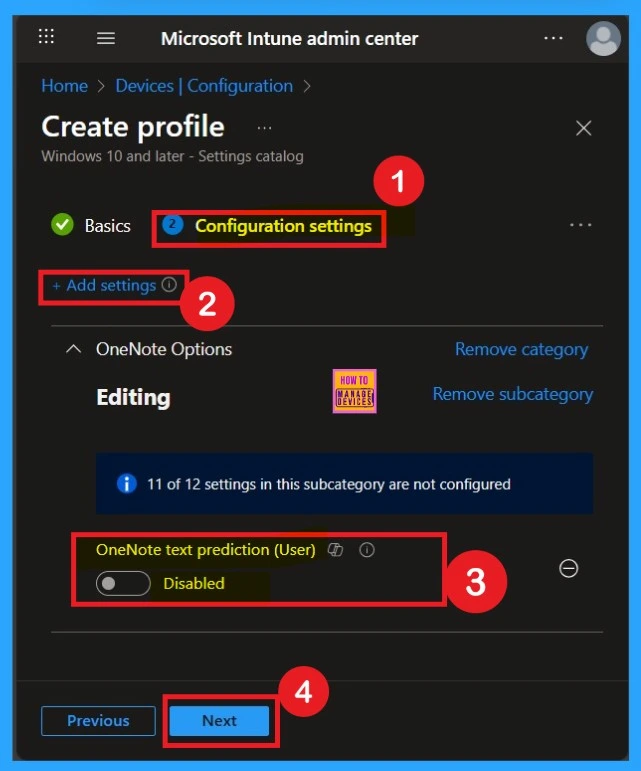 OneNote Text Prediction for user Policy Deployment using Intune 5 OneNote Text Prediction for user Policy Deployment using Intune -Fig.4