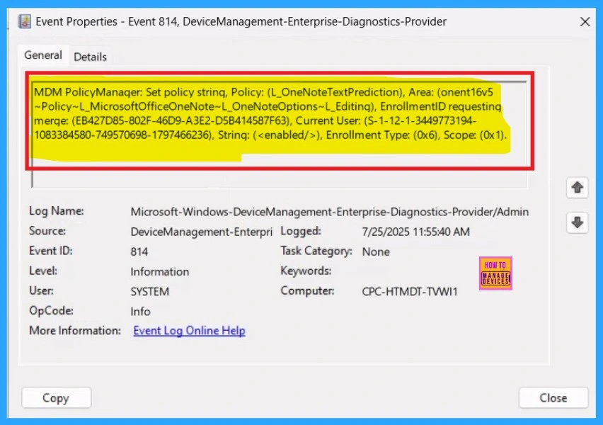 OneNote Text Prediction for user Policy Deployment using Intune 11 OneNote Text Prediction for user Policy Deployment using Intune -Fig.10