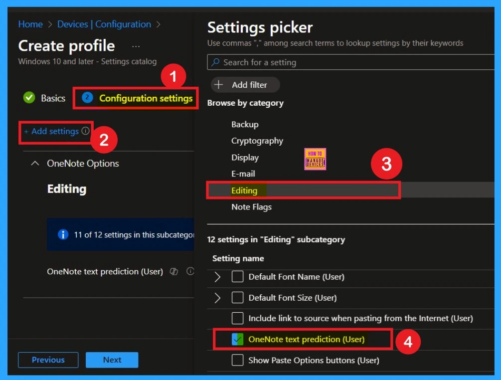 OneNote Text Prediction for user Policy Deployment using Intune 4 OneNote Text Prediction for user Policy Deployment using Intune -Fig.3