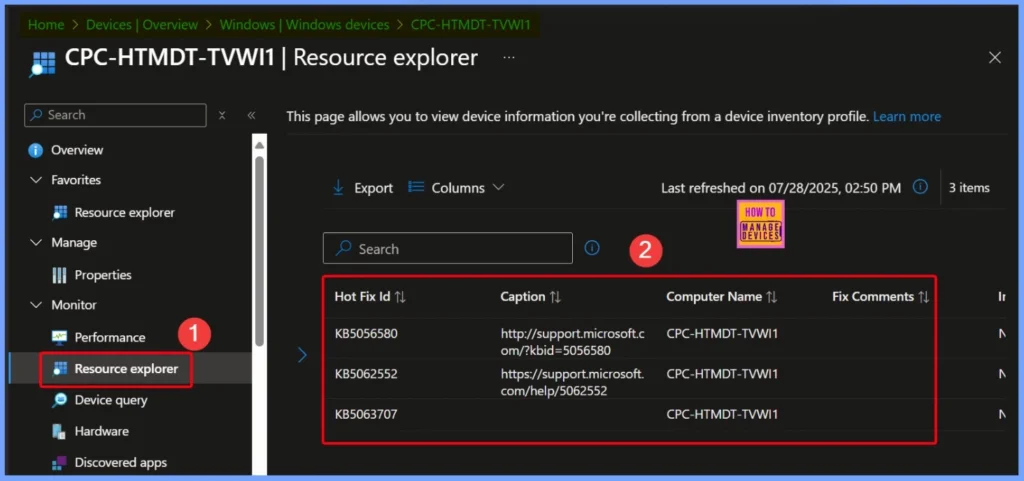 How to Track Windows Security Patch Installation Details using Intune Inventory 11 How to Track Windows Security Patch Installation Details using Intune Inventory - Fig.11