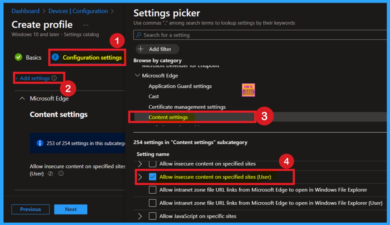 Router Allow Insecure Allow Or Block Insecure Content On Sites For MS Edge Using Intune ...