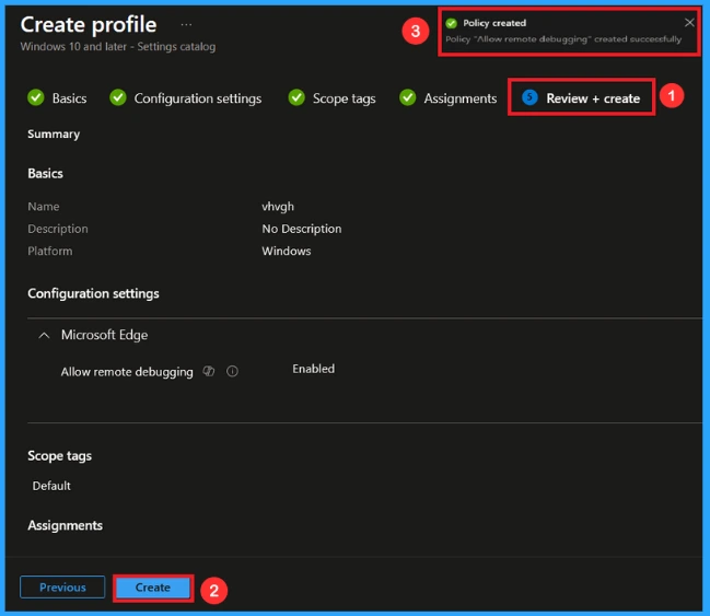 Enable Remote Debugging to Control User Access and Permissions for Microsoft Edge using Intune 9 Enable Remote Debugging to Control User Access and Permissions for Microsoft Edge using Intune - Fig.8