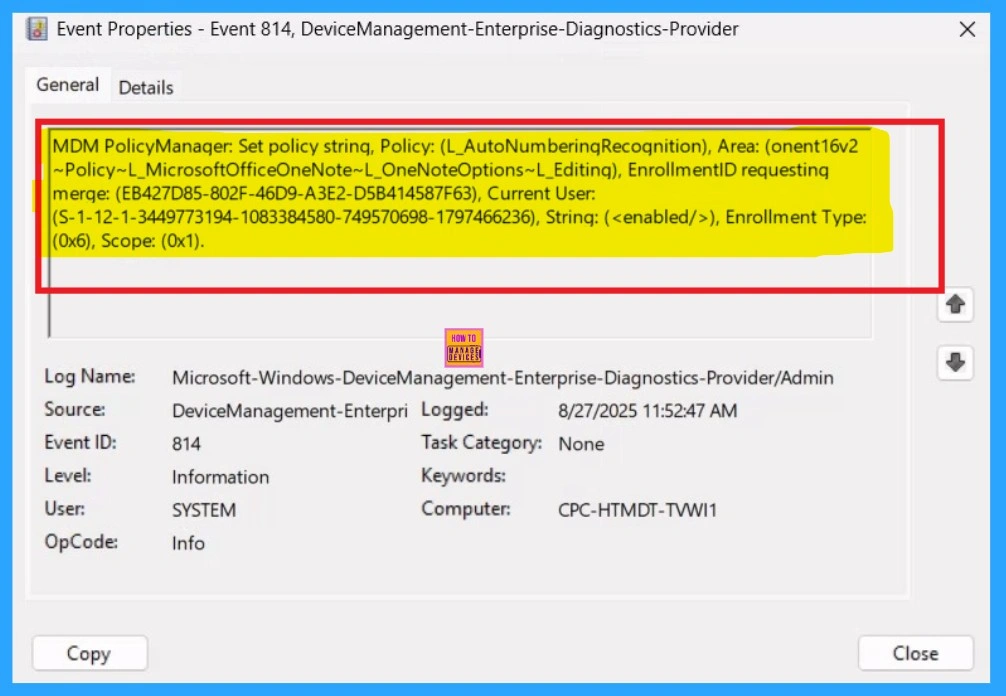 Auto Numbering Recognition user in OneNote in Intune Policy 10 Auto Numbering Recognition user in OneNote in Intune Policy - Fig.10
