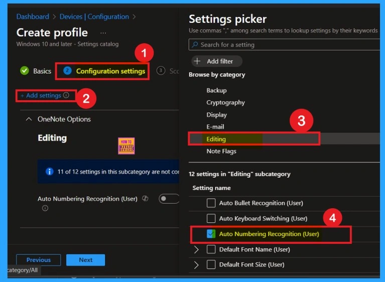 Auto Numbering Recognition user in OneNote in Intune Policy 3 Auto Numbering Recognition user in OneNote in Intune Policy - Fig.3