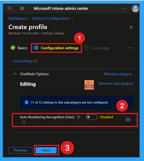 Auto Numbering Recognition user in OneNote in Intune Policy 4 Auto Numbering Recognition user in OneNote in Intune Policy - Fig.4