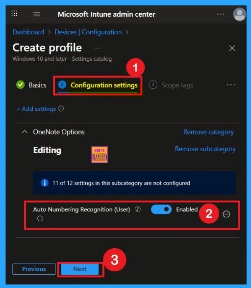 Auto Numbering Recognition user in OneNote in Intune Policy 5 Auto Numbering Recognition user in OneNote in Intune Policy - Fig.5