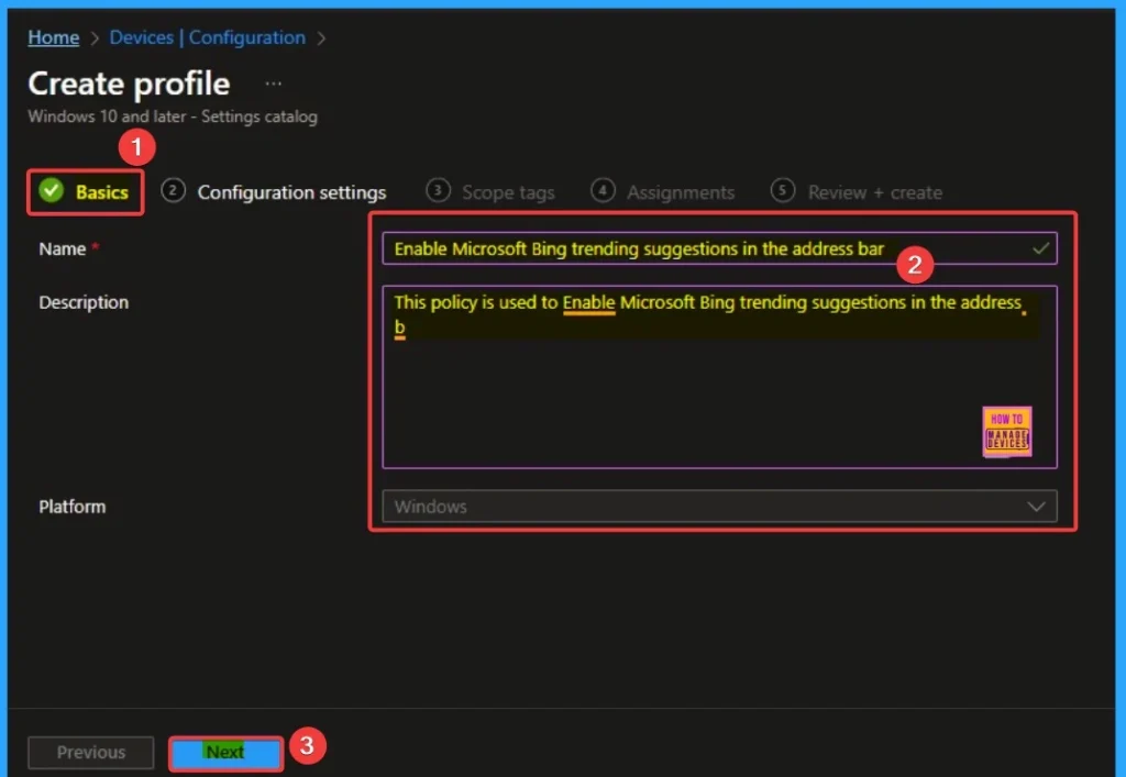 Control Microsoft Bing Trending Suggestions in the Address Bar Policy using Intune 3 Control Microsoft Bing Trending Suggestions in the Address Bar Policy using Intune - Fig.3
