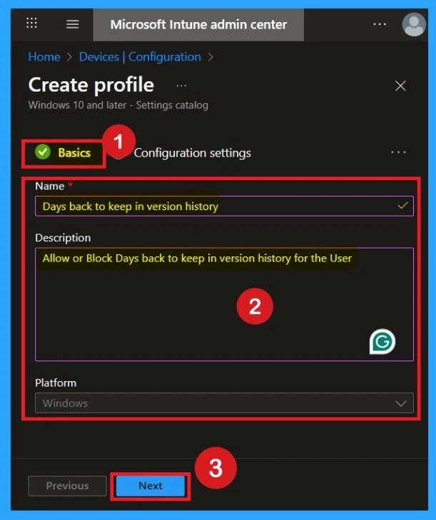 Set Retention Period for OneNote Version History using Intune Policy 2 Set Retention Period for OneNote Version History using Intune Policy - Fig.2