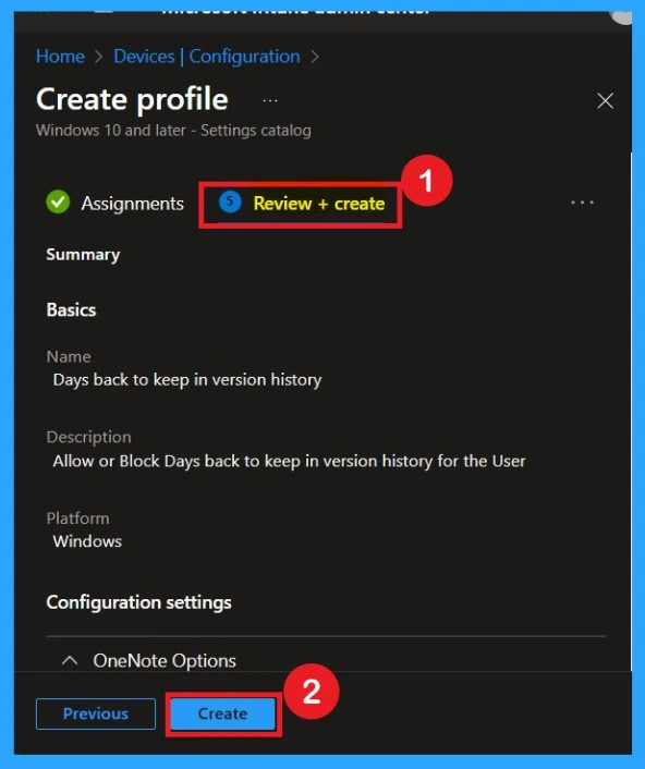 Set Retention Period for OneNote Version History using Intune Policy 8 Set Retention Period for OneNote Version History using Intune Policy - Fig.8